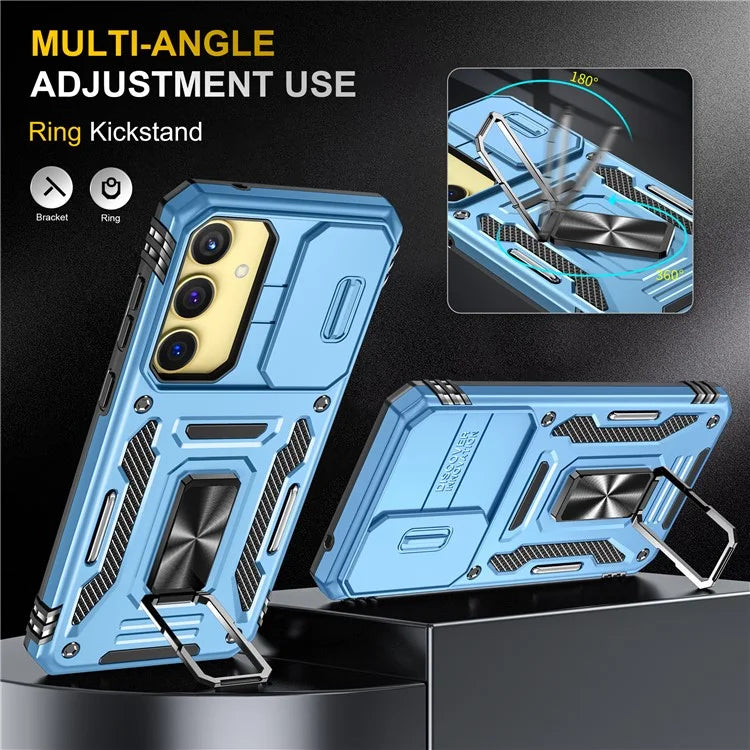 Armor Series For Samsung Galaxy A35 5G / A55 5G Kickstand Case Slide Lens Protection PC+TPU Phone Cover