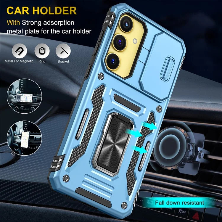 Armor Series For Samsung Galaxy A35 5G / A55 5G Kickstand Case Slide Lens Protection PC+TPU Phone Cover