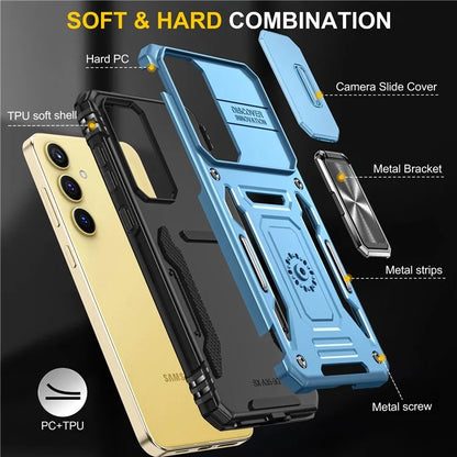 Armor Series For Samsung Galaxy A35 5G / A55 5G Kickstand Case Slide Lens Protection PC+TPU Phone Cover