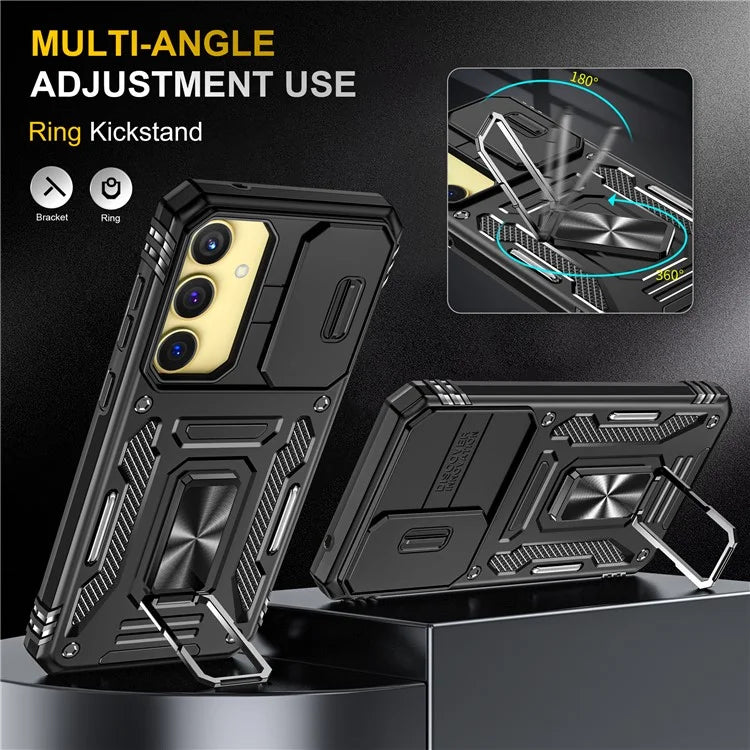 Armor Series For Samsung Galaxy A35 5G / A55 5G Kickstand Case Slide Lens Protection PC+TPU Phone Cover
