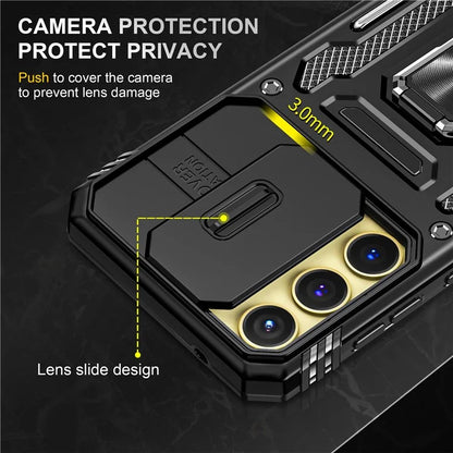 Armor Series For Samsung Galaxy A35 5G / A55 5G Kickstand Case Slide Lens Protection PC+TPU Phone Cover