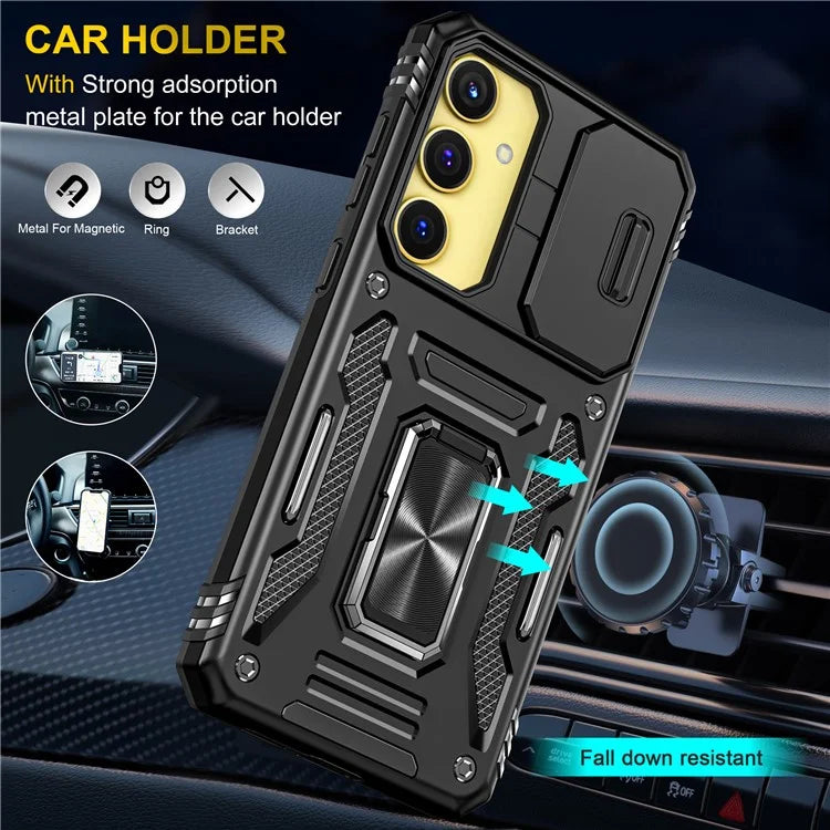 Armor Series For Samsung Galaxy A35 5G / A55 5G Kickstand Case Slide Lens Protection PC+TPU Phone Cover