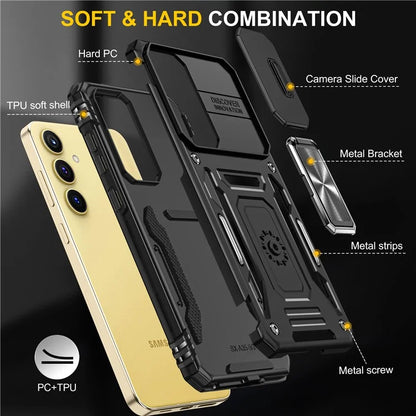 Armor Series For Samsung Galaxy A35 5G / A55 5G Kickstand Case Slide Lens Protection PC+TPU Phone Cover
