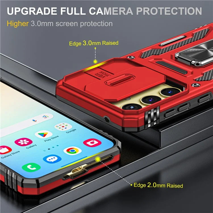 Armor Series For Samsung Galaxy A35 5G / A55 5G Kickstand Case Slide Lens Protection PC+TPU Phone Cover