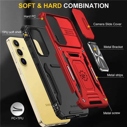 Armor Series For Samsung Galaxy A35 5G / A55 5G Kickstand Case Slide Lens Protection PC+TPU Phone Cover