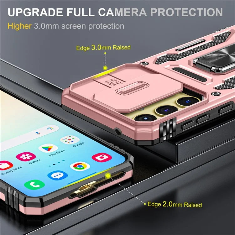 Armor Series For Samsung Galaxy A35 5G / A55 5G Kickstand Case Slide Lens Protection PC+TPU Phone Cover