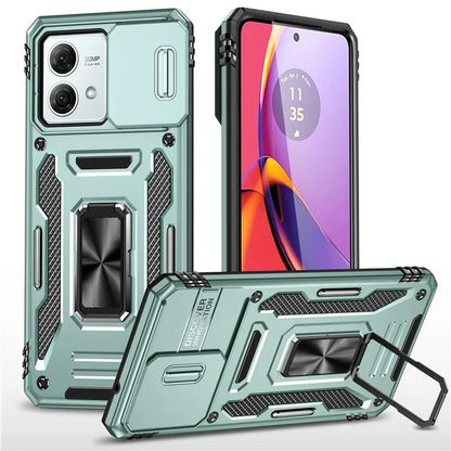 Armor Series For Motorola Moto G84 5G Case Slide Lens Lid PC+TPU Kickstand Phone Cover