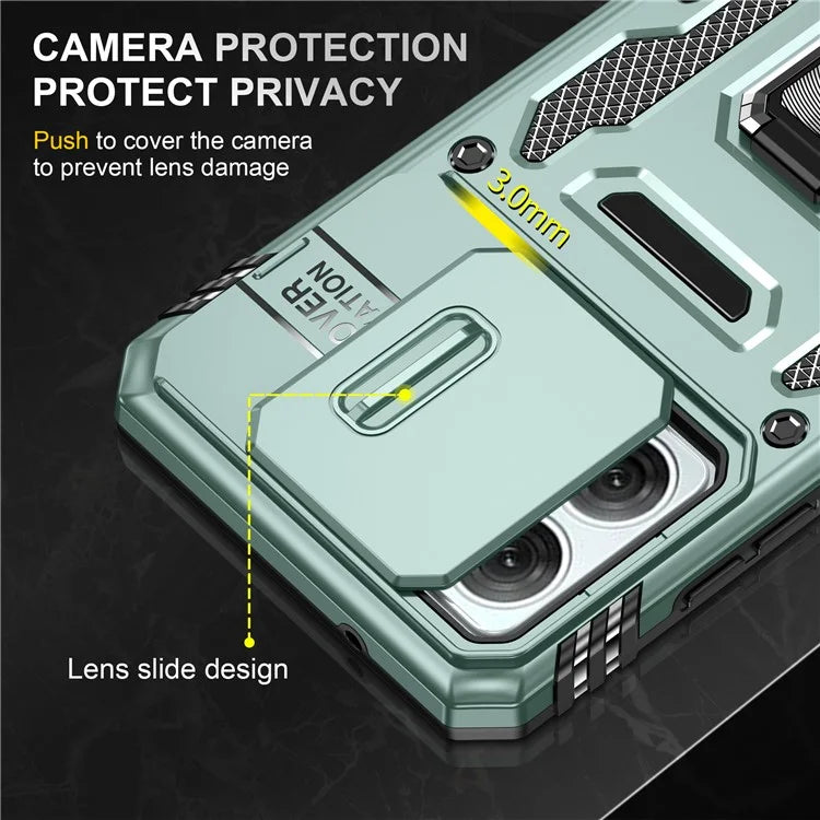 Armor Series For Motorola Moto G84 5G Case Slide Lens Lid PC+TPU Kickstand Phone Cover