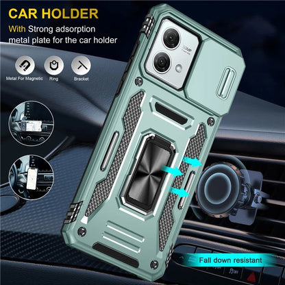 Armor Series For Motorola Moto G84 5G Case Slide Lens Lid PC+TPU Kickstand Phone Cover