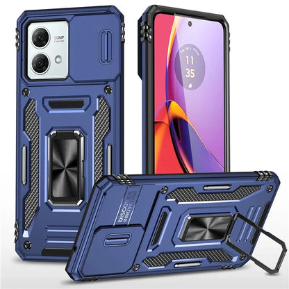Armor Series For Motorola Moto G84 5G Case Slide Lens Lid PC+TPU Kickstand Phone Cover