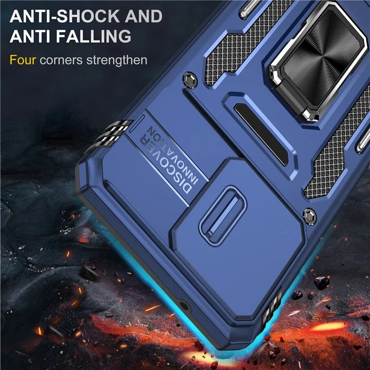 Armor Series For Motorola Moto G84 5G Case Slide Lens Lid PC+TPU Kickstand Phone Cover