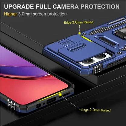 Armor Series For Motorola Moto G84 5G Case Slide Lens Lid PC+TPU Kickstand Phone Cover