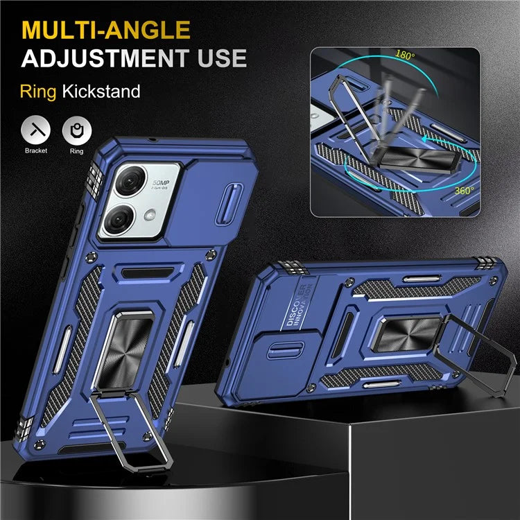 Armor Series For Motorola Moto G84 5G Case Slide Lens Lid PC+TPU Kickstand Phone Cover