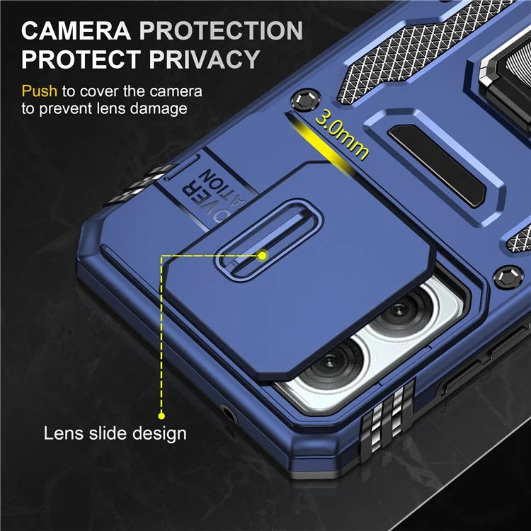Armor Series For Motorola Moto G84 5G Case Slide Lens Lid PC+TPU Kickstand Phone Cover