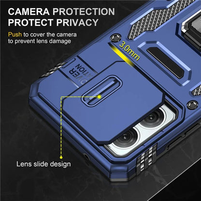Armor Series For Motorola Moto G84 5G Case Slide Lens Lid PC+TPU Kickstand Phone Cover