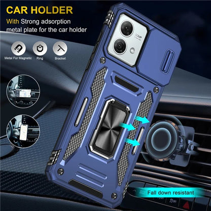Armor Series For Motorola Moto G84 5G Case Slide Lens Lid PC+TPU Kickstand Phone Cover