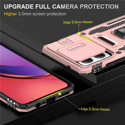 Armor Series For Motorola Moto G84 5G Case Slide Lens Lid PC+TPU Kickstand Phone Cover