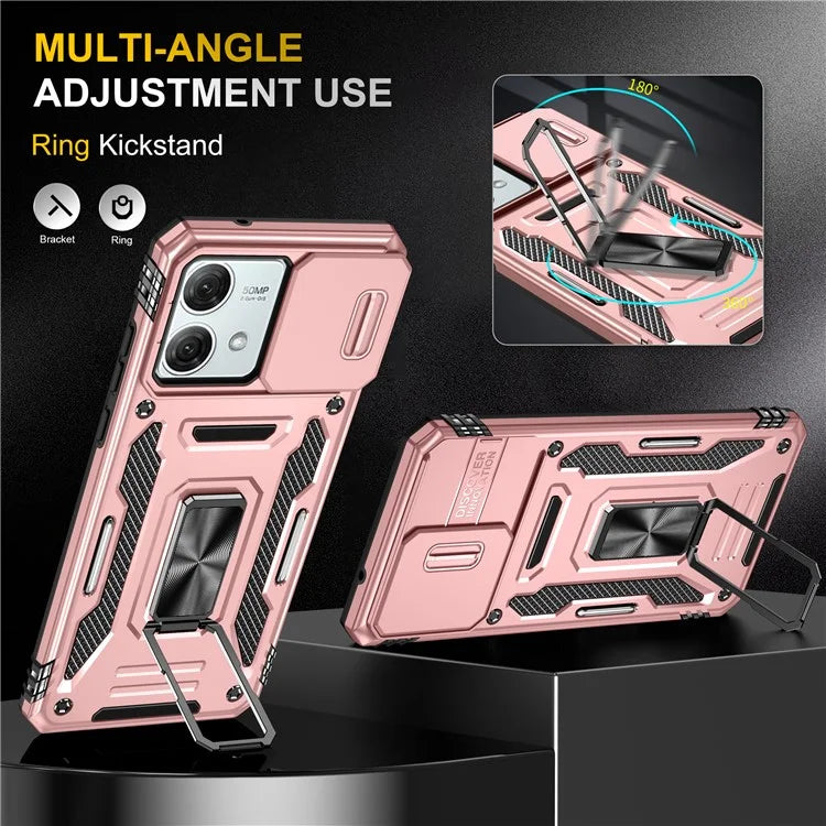 Armor Series For Motorola Moto G84 5G Case Slide Lens Lid PC+TPU Kickstand Phone Cover