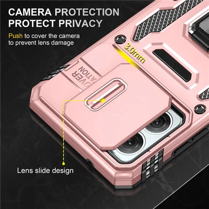 Armor Series For Motorola Moto G84 5G Case Slide Lens Lid PC+TPU Kickstand Phone Cover