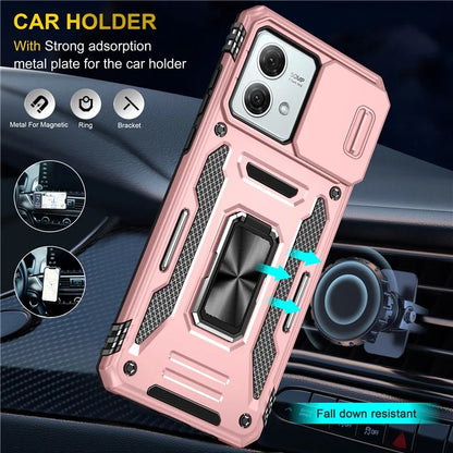 Armor Series For Motorola Moto G84 5G Case Slide Lens Lid PC+TPU Kickstand Phone Cover