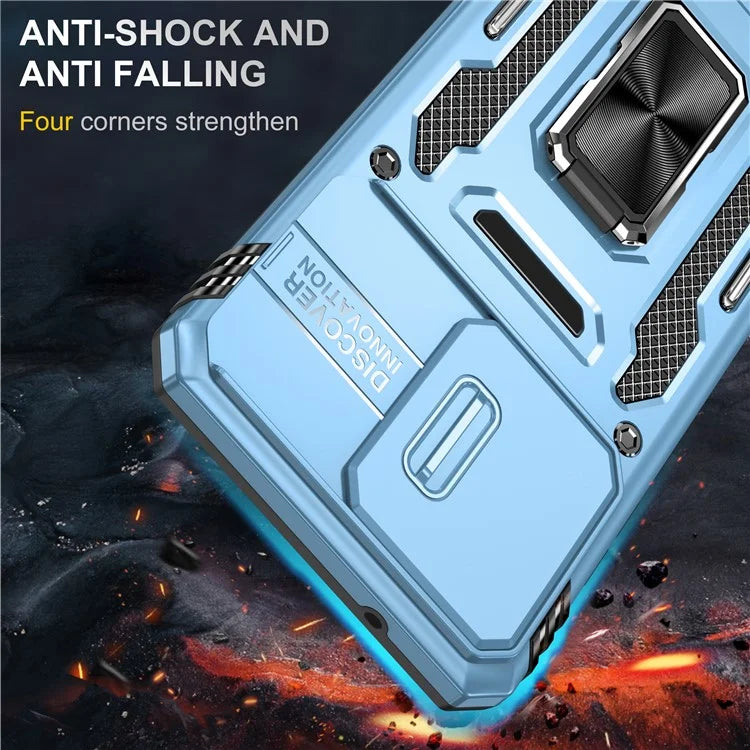 Armor Series For Motorola Moto G84 5G Case Slide Lens Lid PC+TPU Kickstand Phone Cover