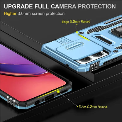 Armor Series For Motorola Moto G84 5G Case Slide Lens Lid PC+TPU Kickstand Phone Cover