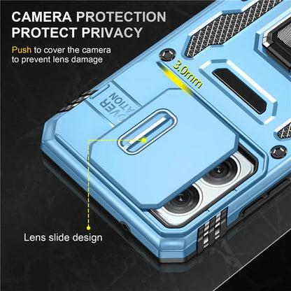 Armor Series For Motorola Moto G84 5G Case Slide Lens Lid PC+TPU Kickstand Phone Cover