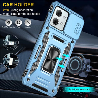 Armor Series For Motorola Moto G84 5G Case Slide Lens Lid PC+TPU Kickstand Phone Cover