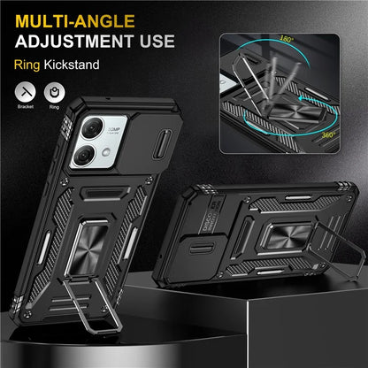 Armor Series For Motorola Moto G84 5G Case Slide Lens Lid PC+TPU Kickstand Phone Cover