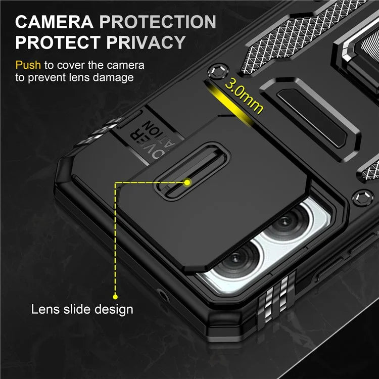 Armor Series For Motorola Moto G84 5G Case Slide Lens Lid PC+TPU Kickstand Phone Cover