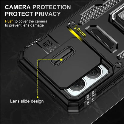 Armor Series For Motorola Moto G84 5G Case Slide Lens Lid PC+TPU Kickstand Phone Cover