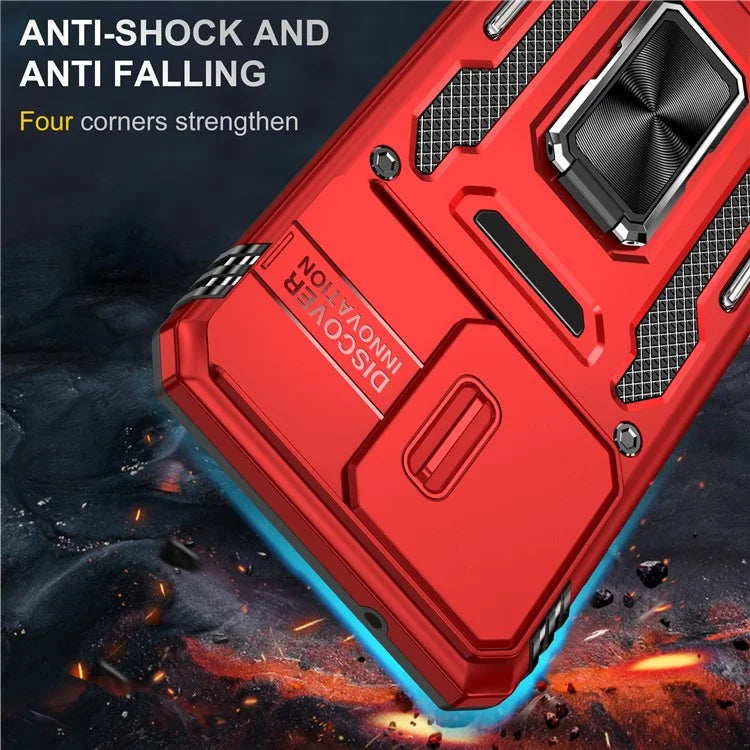 Armor Series For Motorola Moto G84 5G Case Slide Lens Lid PC+TPU Kickstand Phone Cover
