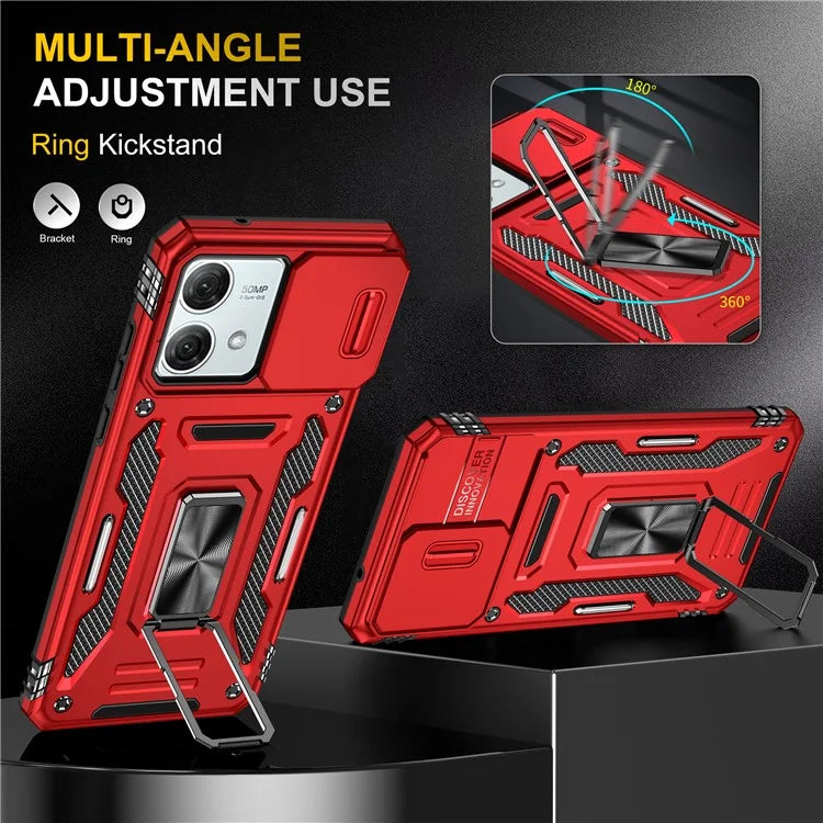 Armor Series For Motorola Moto G84 5G Case Slide Lens Lid PC+TPU Kickstand Phone Cover