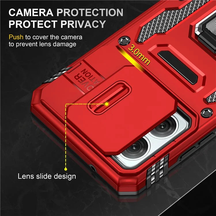 Armor Series For Motorola Moto G84 5G Case Slide Lens Lid PC+TPU Kickstand Phone Cover