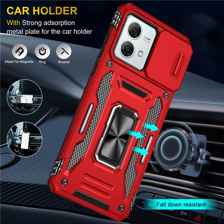 Armor Series For Motorola Moto G84 5G Case Slide Lens Lid PC+TPU Kickstand Phone Cover