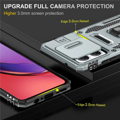 Armor Series For Motorola Moto G84 5G Case Slide Lens Lid PC+TPU Kickstand Phone Cover