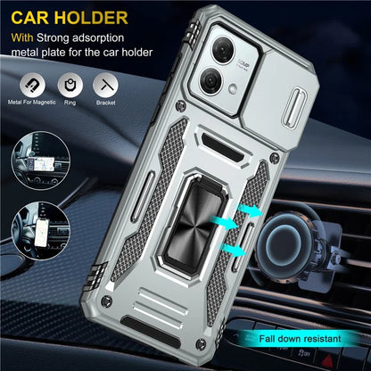 Armor Series For Motorola Moto G84 5G Case Slide Lens Lid PC+TPU Kickstand Phone Cover