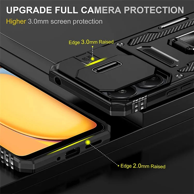 Armor Series For Xiaomi Redmi 13C 4G / 5G / 13R 5G / Poco M6 5G / Poco C65 4G Phone Case with Slide Camera Cover