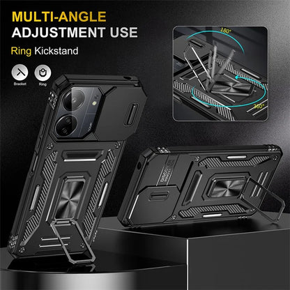 Armor Series For Xiaomi Redmi 13C 4G / 5G / 13R 5G / Poco M6 5G / Poco C65 4G Phone Case with Slide Camera Cover