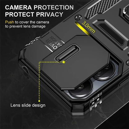Armor Series For Xiaomi Redmi 13C 4G / 5G / 13R 5G / Poco M6 5G / Poco C65 4G Phone Case with Slide Camera Cover