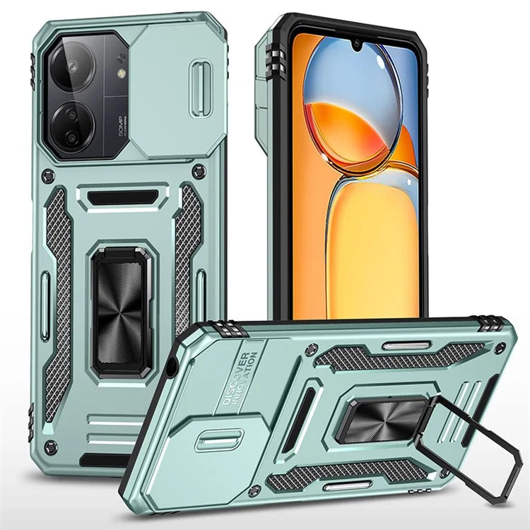 Armor Series For Xiaomi Redmi 13C 4G / 5G / 13R 5G / Poco M6 5G / Poco C65 4G Phone Case with Slide Camera Cover
