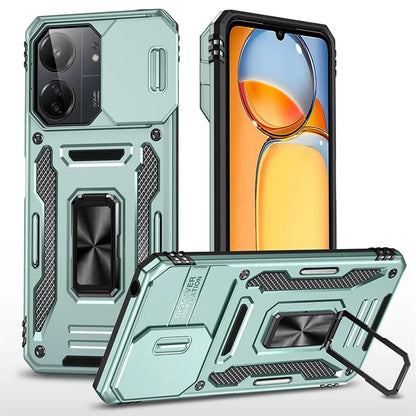 Armor Series For Xiaomi Redmi 13C 4G / 5G / 13R 5G / Poco M6 5G / Poco C65 4G Phone Case with Slide Camera Cover