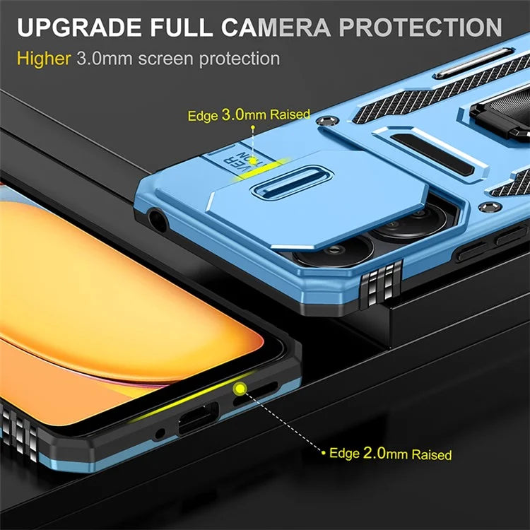 Armor Series For Xiaomi Redmi 13C 4G / 5G / 13R 5G / Poco M6 5G / Poco C65 4G Phone Case with Slide Camera Cover