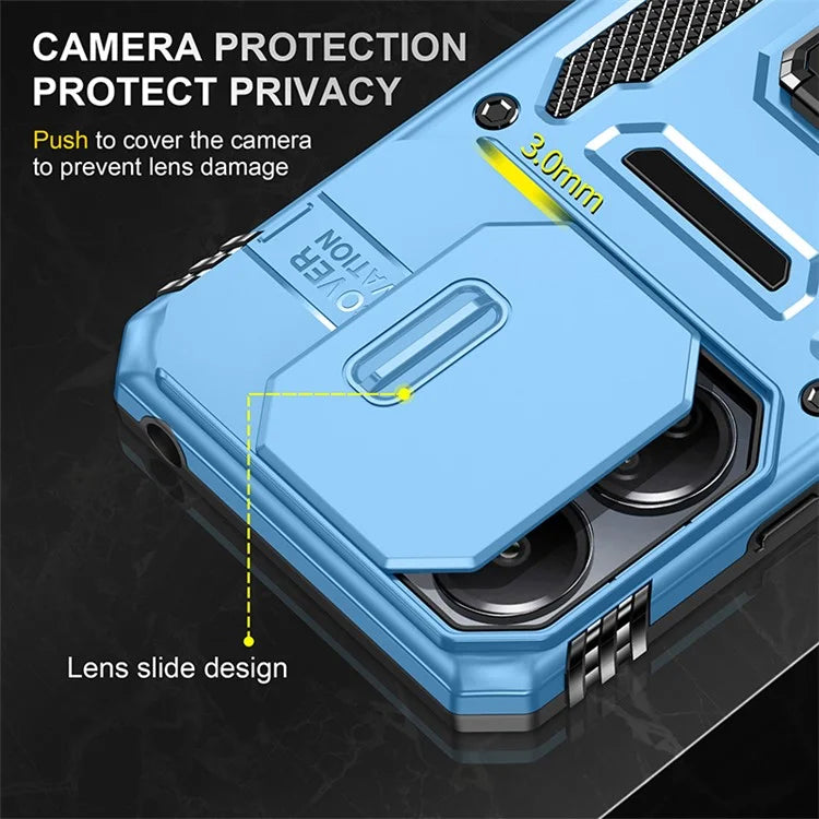 Armor Series For Xiaomi Redmi 13C 4G / 5G / 13R 5G / Poco M6 5G / Poco C65 4G Phone Case with Slide Camera Cover