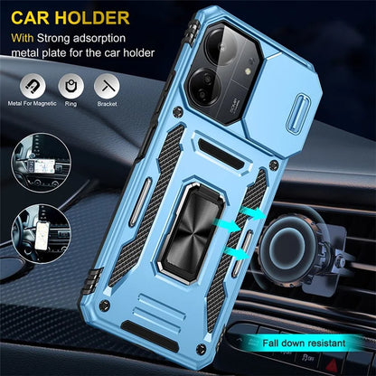 Armor Series For Xiaomi Redmi 13C 4G / 5G / 13R 5G / Poco M6 5G / Poco C65 4G Phone Case with Slide Camera Cover