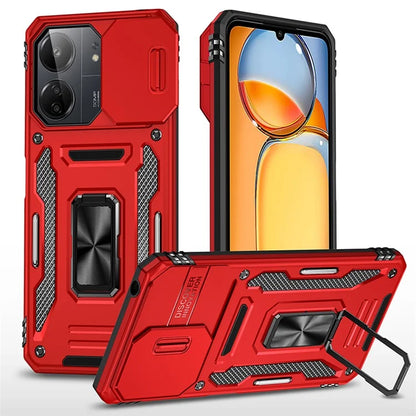 Armor Series For Xiaomi Redmi 13C 4G / 5G / 13R 5G / Poco M6 5G / Poco C65 4G Phone Case with Slide Camera Cover