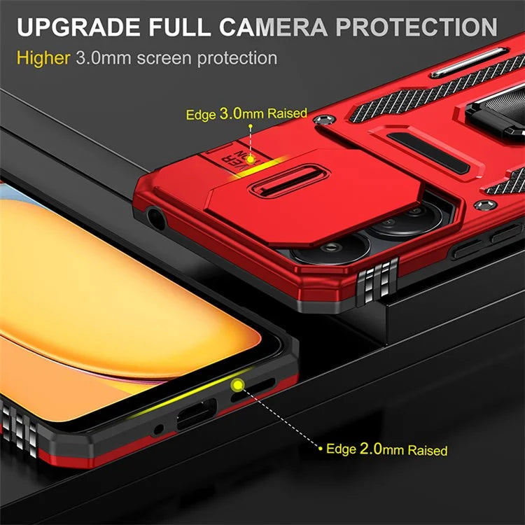 Armor Series For Xiaomi Redmi 13C 4G / 5G / 13R 5G / Poco M6 5G / Poco C65 4G Phone Case with Slide Camera Cover