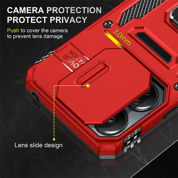 Armor Series For Xiaomi Redmi 13C 4G / 5G / 13R 5G / Poco M6 5G / Poco C65 4G Phone Case with Slide Camera Cover
