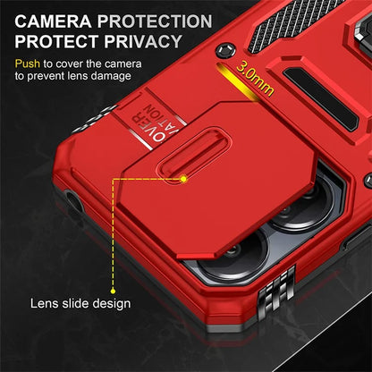 Armor Series For Xiaomi Redmi 13C 4G / 5G / 13R 5G / Poco M6 5G / Poco C65 4G Phone Case with Slide Camera Cover