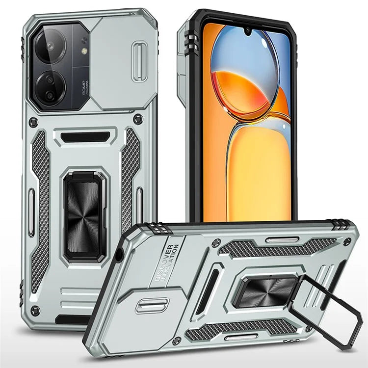 Armor Series For Xiaomi Redmi 13C 4G / 5G / 13R 5G / Poco M6 5G / Poco C65 4G Phone Case with Slide Camera Cover